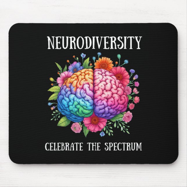 Neurodiversity Brain Adhd Awareness Asd Autism  Mouse Mat (Front)