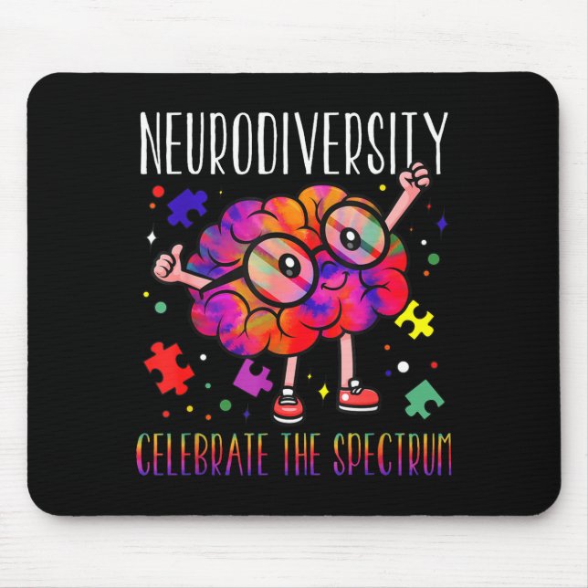 Neurodiversity brain asd adhd autism awareness mouse mat (Front)
