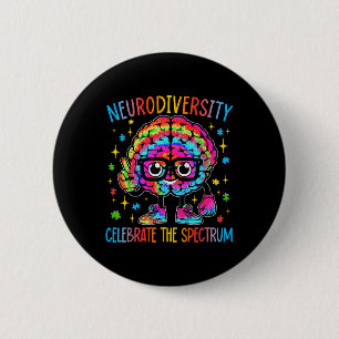 Neurodiversity Brain Autism Awareness Asd Adhd 6 Cm Round Badge