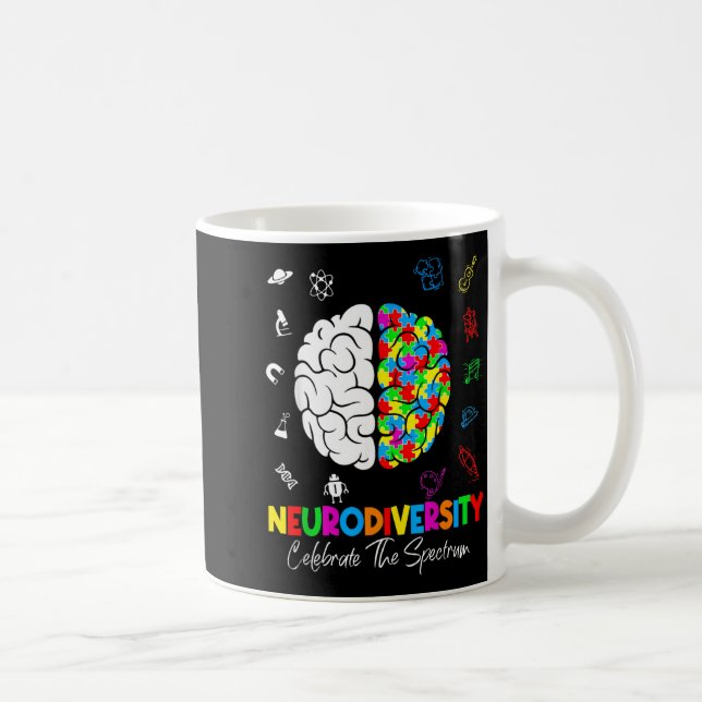 Neurodiversity Brain Autism Awareness ASD ADHD Coffee Mug (Right)