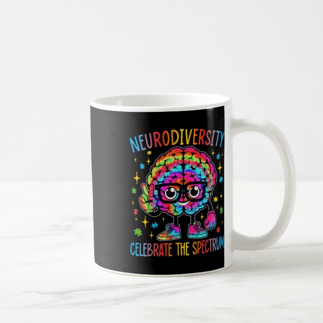 Neurodiversity Brain Autism Awareness Asd Adhd Coffee Mug (Right)
