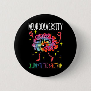 Neurodiversity Brain Autism Awareness Asd Adhd Men 6 Cm Round Badge