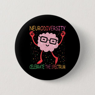 Neurodiversity Brain Autism Awareness Asd Adhd Men 6 Cm Round Badge