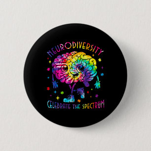 Neurodiversity Brain Autism Awareness Asd Adhd Men 6 Cm Round Badge