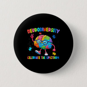 Neurodiversity Brain Autism Awareness Asd Adhd Men 6 Cm Round Badge