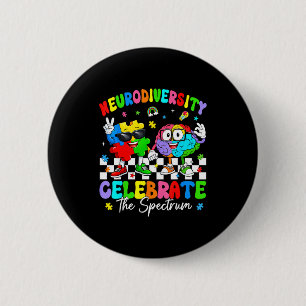 Neurodiversity brain autism awareness asd adhd men 6 cm round badge