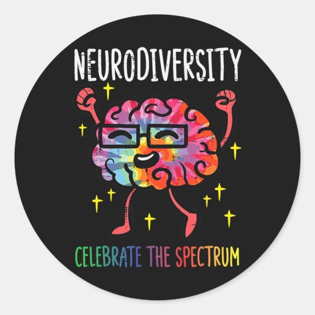 Neurodiversity Brain Autism Awareness Asd Adhd Men Classic Round Sticker (Front)