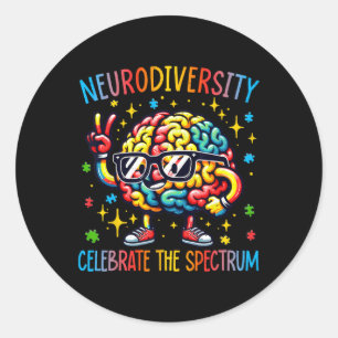 Neurodiversity Brain Autism Awareness Asd Adhd Men Classic Round Sticker