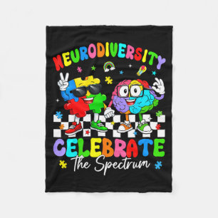 Neurodiversity brain autism awareness asd adhd men fleece blanket