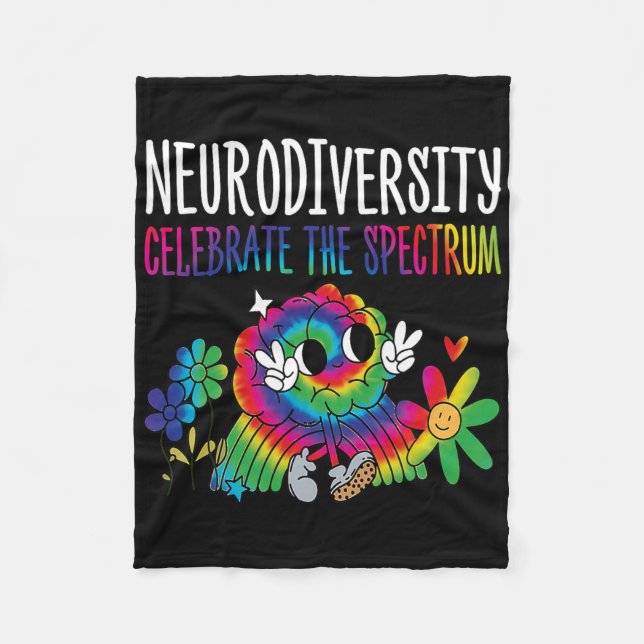 Neurodiversity Brain Autism Awareness Asd Adhd Men Fleece Blanket (Front)