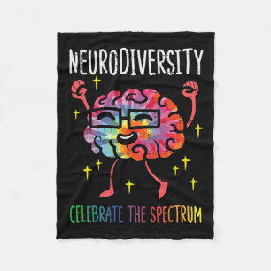 Neurodiversity Brain Autism Awareness Asd Adhd Men Fleece Blanket