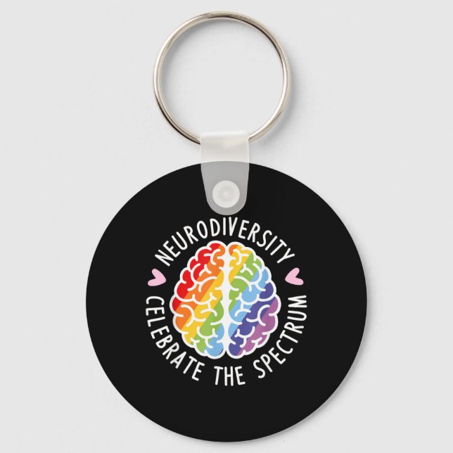 Neurodiversity Brain Autism Awareness ASD ADHD Men Key Ring (Front)