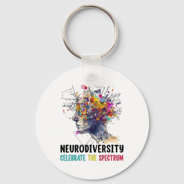Neurodiversity Brain Autism Awareness Asd Adhd Men Key Ring (Front)