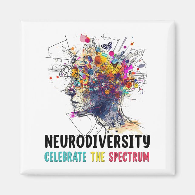 Neurodiversity Brain Autism Awareness Asd Adhd Men Magnet (Front)