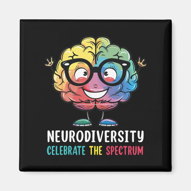 Neurodiversity Brain Autism Awareness Asd Adhd Men Magnet (Front)