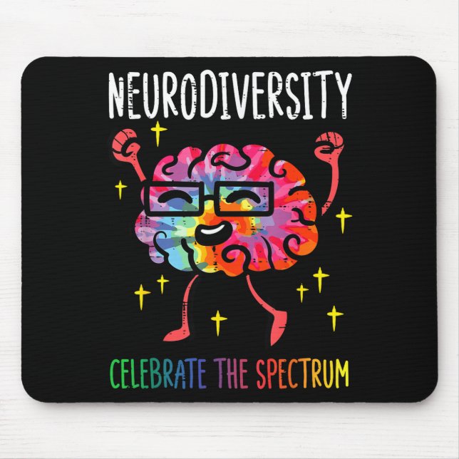 Neurodiversity Brain Autism Awareness Asd Adhd Men Mouse Mat (Front)