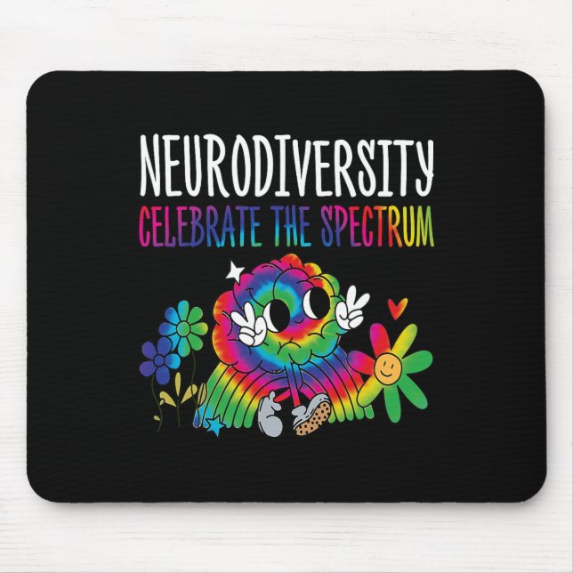 Neurodiversity Brain Autism Awareness Asd Adhd Men Mouse Mat (Front)