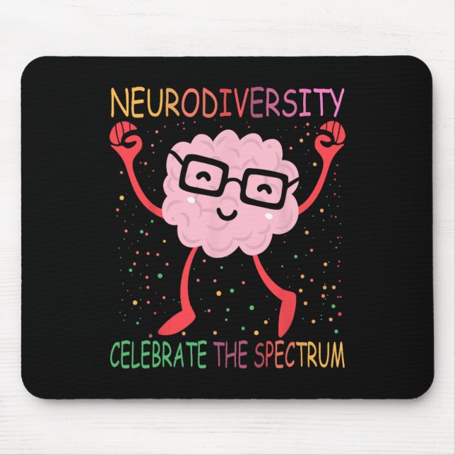 Neurodiversity Brain Autism Awareness Asd Adhd Men Mouse Mat (Front)