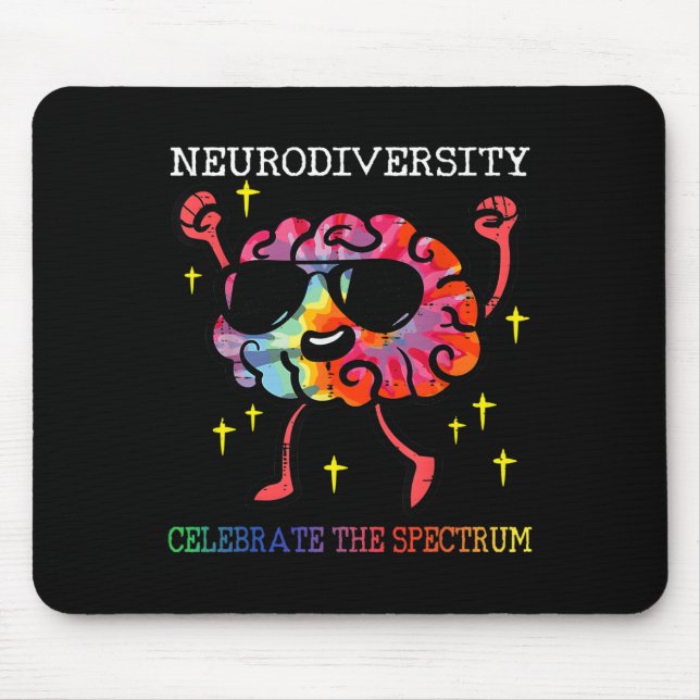 Neurodiversity Brain Autism Awareness Asd Adhd Men Mouse Mat (Front)