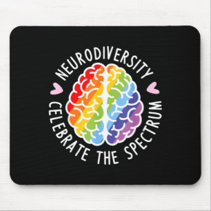 Neurodiversity Brain Autism Awareness ASD ADHD Men Mouse Mat