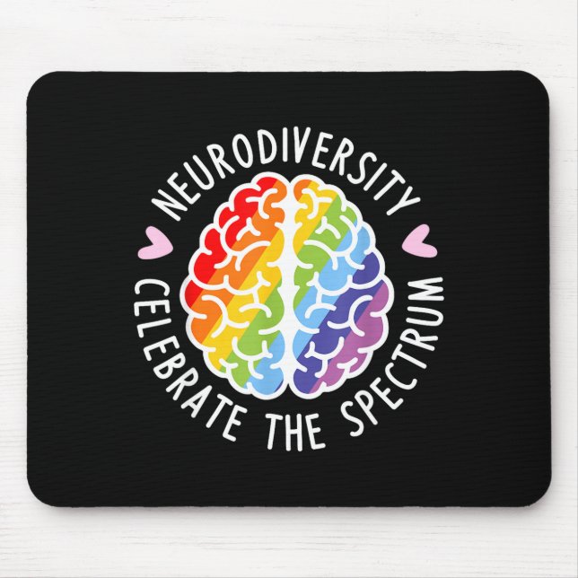 Neurodiversity Brain Autism Awareness ASD ADHD Men Mouse Mat (Front)