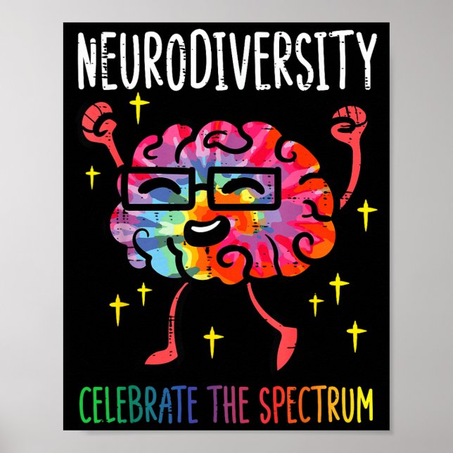 Neurodiversity Brain Autism Awareness Asd Adhd Men Poster (Front)
