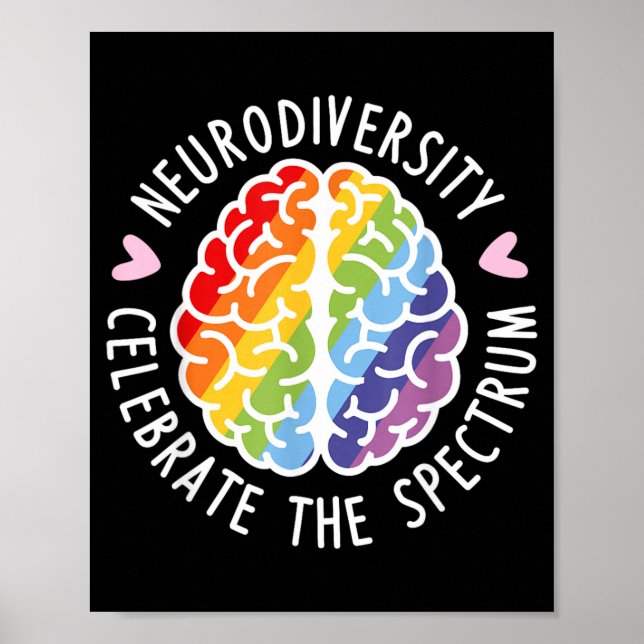 Neurodiversity Brain Autism Awareness ASD ADHD Men Poster (Front)