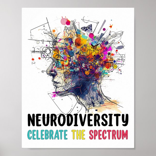 Neurodiversity Brain Autism Awareness Asd Adhd Men Poster (Front)