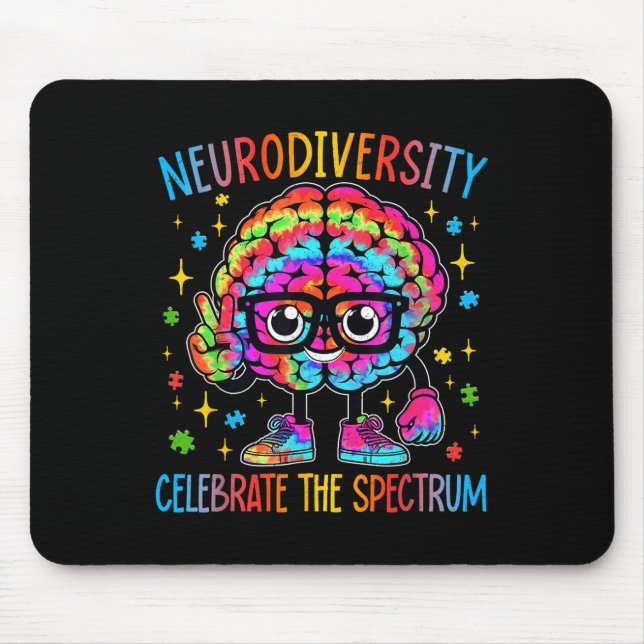 Neurodiversity Brain Autism Awareness Asd Adhd Mouse Mat (Front)