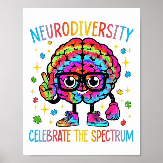 Neurodiversity Brain Autism Awareness Asd Adhd Poster (Front)