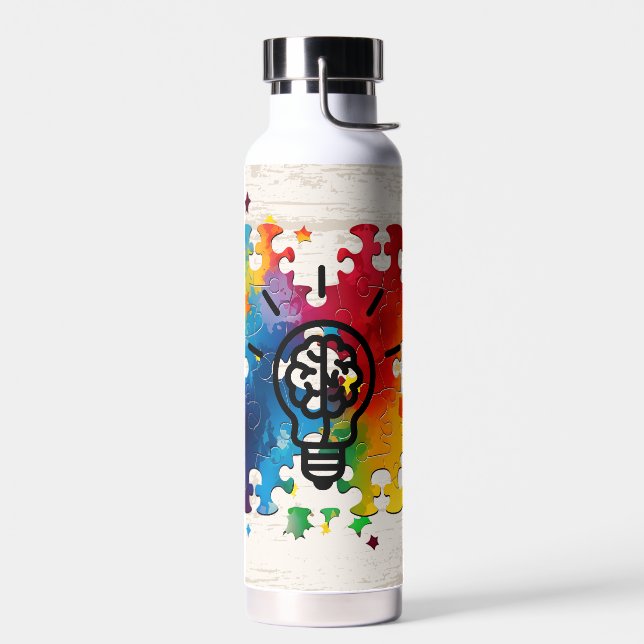 Neurodiversity Brain Puzzle Water Bottle (Left)