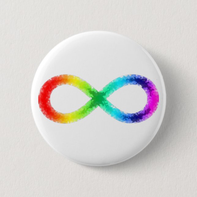 Neurodiversity button, white 6 cm round badge (Front)