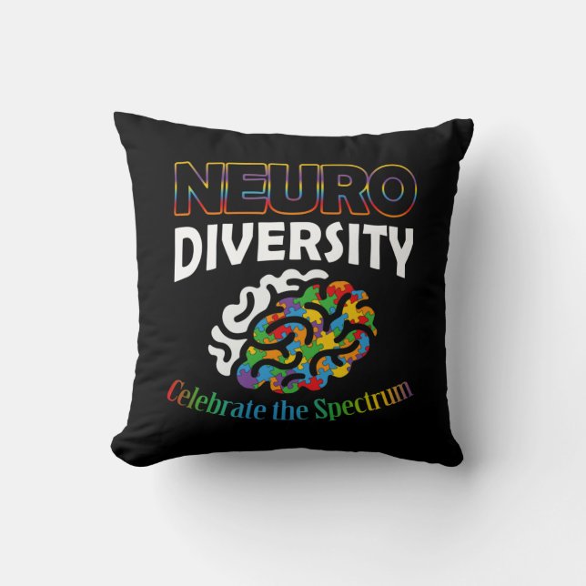 Neurodiversity Celebrate Mental Health ADHD Autism Cushion (Front)