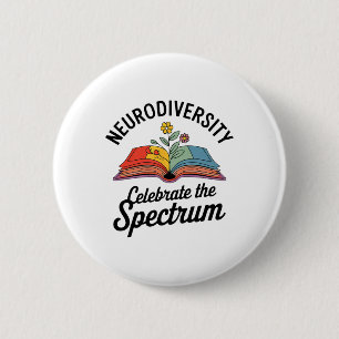 Neurodiversity Celebrate The Spectrum Book Autism  6 Cm Round Badge