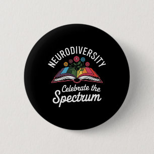 Neurodiversity Celebrate The Spectrum Book Autism  6 Cm Round Badge