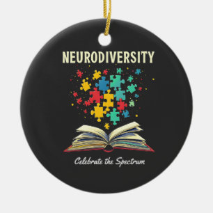 Neurodiversity Celebrate the Spectrum Book Autism Ceramic Tree Decoration