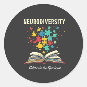 Neurodiversity Celebrate the Spectrum Book Autism Classic Round Sticker