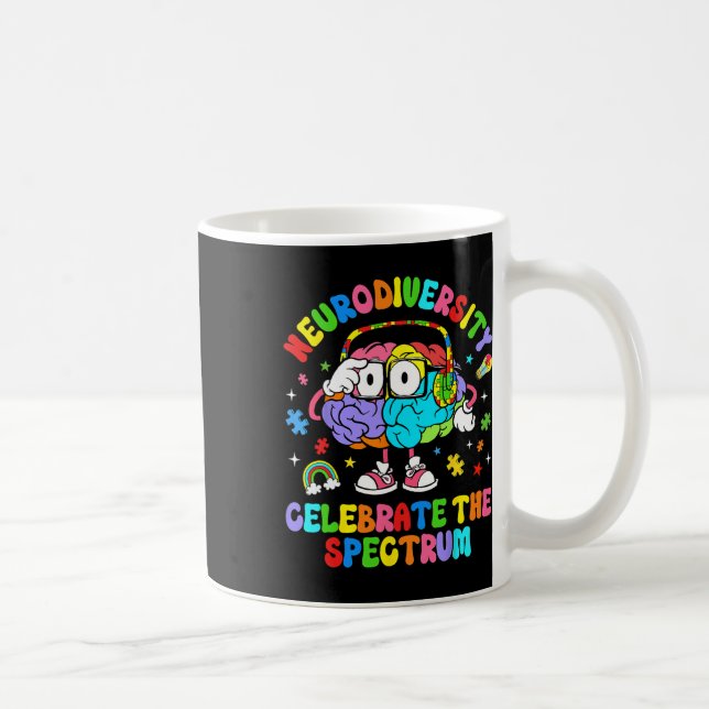 Neurodiversity Celebrate The Spectrum Brain Autism Coffee Mug (Right)