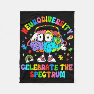 Neurodiversity Celebrate The Spectrum Brain Autism Fleece Blanket