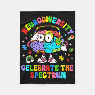 Neurodiversity Celebrate The Spectrum Brain Autism Fleece Blanket