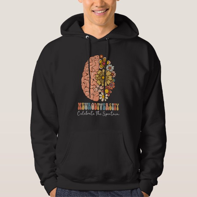 Neurodiversity celebrate the spectrum Brain Autism Hoodie (Front)