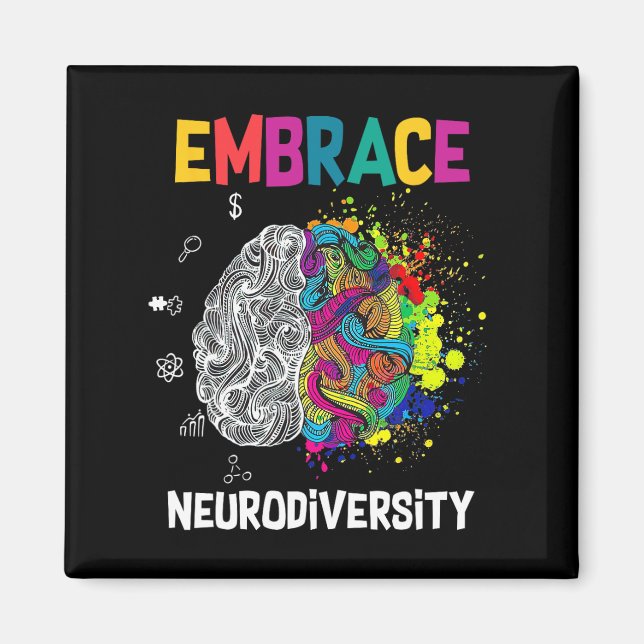 Neurodiversity Celebrate The Spectrum Brain Autism Magnet (Front)