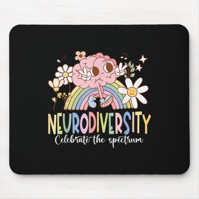 Neurodiversity Celebrate The Spectrum Brain Autism Mouse Mat (Front)