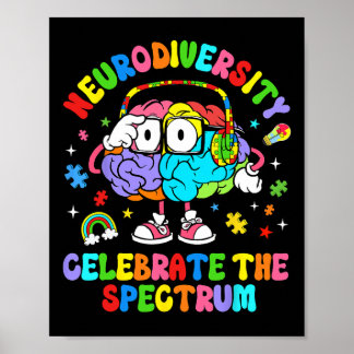 Neurodiversity Celebrate The Spectrum Brain Autism Poster