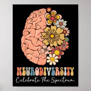 Neurodiversity Celebrate The Spectrum Brain Autism Poster