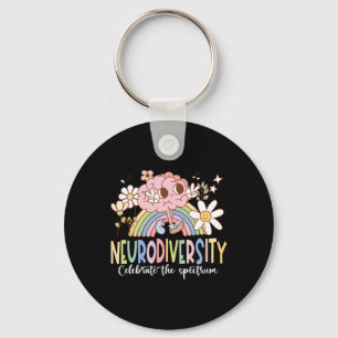 Neurodiversity Celebrate The Spectrum Groovy Brain Key Ring