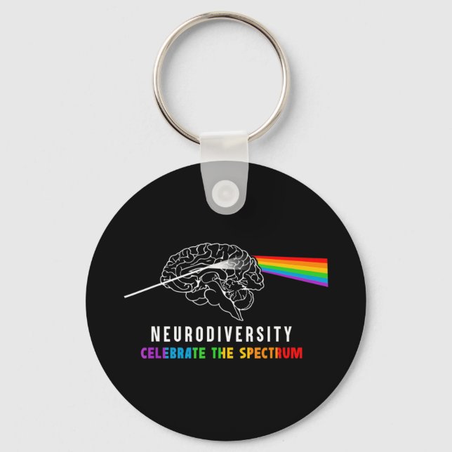 Neurodiversity, Celebrate The Spectrum. The brain  Key Ring (Front)