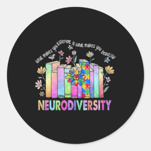 Neurodiversity Different Is Beautiful Autism Aware Classic Round Sticker