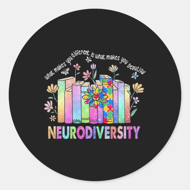 Neurodiversity Different Is Beautiful Autism Aware Classic Round Sticker (Front)