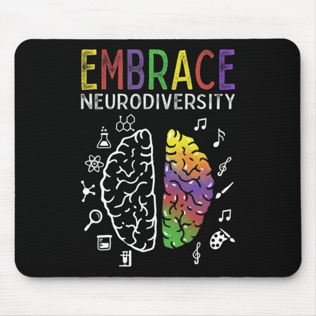 Neurodiversity Embrace Adhd Autism Asd Brain  Mouse Mat (Front)